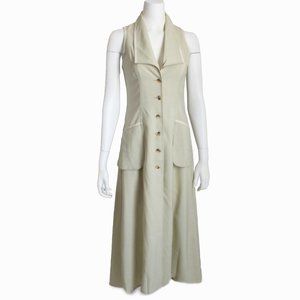 Ivoire de Laurence Paris Dress Celery Midi Sleeveless Linen France